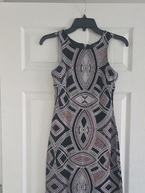 Speechless Black Dress with Rose Metallic Geo Accents